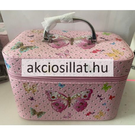 Közepes kozmetikai táska rózsaszín lepke