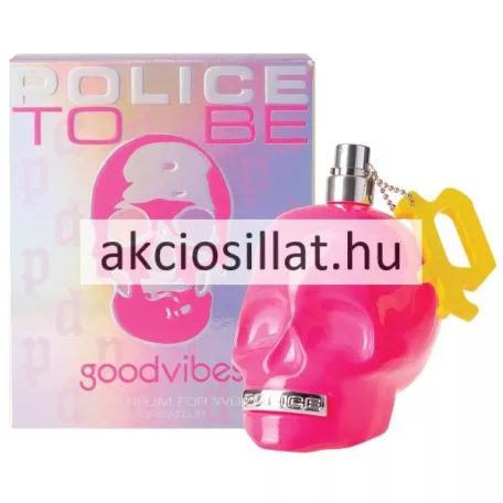 Police To Be Good Vibes Woman 75ml-es Eau de Parfum színátmenetes koponya formájú üvegben.