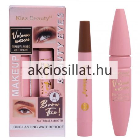 Kiss Beauty Volume Mascara & Brow Fix barna szemöldök és szempilla fixáló 15ml+5ml