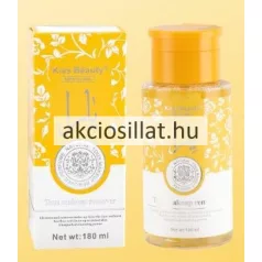Kiss Beauty Skin Clinic Tous 180ml-es sminklemosó sárga-fehér virágmintás doboza és átlátszó sárgás flakonja.