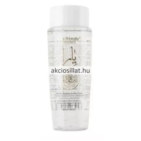 Kiss Beauty Skin Clinic Moi 250ml-es arcápoló tonik áttetsző, arany arab feliratos flakonban, fehér kupakkal.