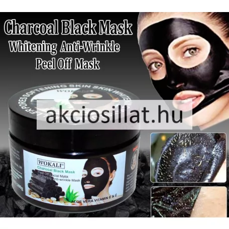 Wokali Charcoal Black Peel Off 300g-os lehúzható fekete arcmaszk fekete tégelyben