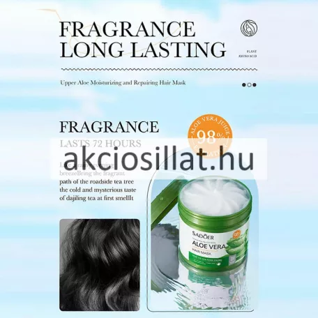 Sadoer Aloe Vera Hair Mask 500g-os hidratáló hajpakolás zöld színű tégelyben.