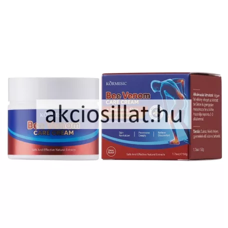 Kormesic Bee Venom Care 50g méhméreg fájdalomcsillapító krém fehér tégelyben mellette dobozzal