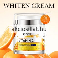 Sadoer Vitamin C Whiten 3X Niacinamide Retinol Q10 fehérítő és hidratáló krém tégelye és doboza.