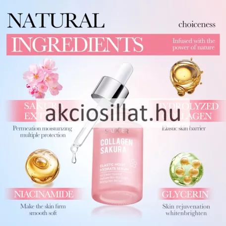 Sadoer Collagen Sakura Elastic Moist Hydrate Serum Kollagénes Japán cseresznyevirágos arcszérum 30ml