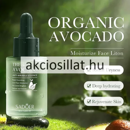 Sadoer The Organic Avocado Anti-Wrinkle Essence Avokádóolajos Ráctalanító Esszencia 30ml