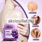 Sadoer Grape Bath Salt Scrub 350g-os bőrradír lila színű kerekített átlátszó műanyag tégelyben ezüst színű mintás fém kupakkal és lila alapszínű címkével melyen egy érett lédús lila szőlőfürt grafikája látható fehér és lila feliratokkal