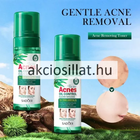 Sadoer Tea Tree Acnes Oil Control Clean Mousse 150g-os pumpás pattanás elleni arclemosó hab.