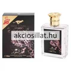 V.V.Love Stellar Echoes 100ml-es női Eau de Parfum üvege arany kupakkal és fekete leopárdmintás díszdoboza.