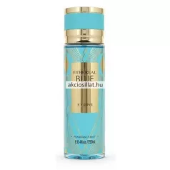 V.V.Love Ethereal Blue 250ml-es női testpermet türkizkék flakonban, arany art deco mintával és aranyozott kupakkal.
