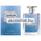 V.V.Love Moonlit Citadel 100ml-es férfi Eau de Parfum világoskék üvege és texturált kék díszdoboza arab felirattal.