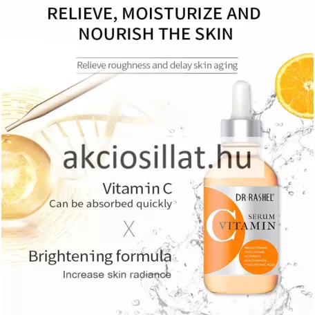 DR Rashel Complete Facial Serum Set háromrészes arcszérum csomag fehér díszdobozban, mellette a pipettás Vitamin C, Retinol és Hyaluronic Acid szérumos üvegekkel.