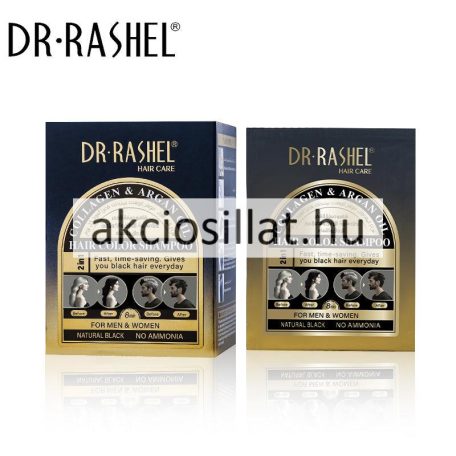 Dr.Rashel Collagen & Argan Oil Hair Color Sampoo Natural Black Hajszínező sampon 10x25ml