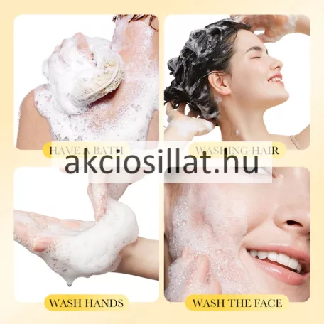 Sadoer Sulfur Soap 100g-os kénes szappan sima, sárga tömbje a belevésett márkajelzéssel és a mellette álló sárga színű papírdobozsal.