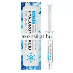 Sadoer Hyaluronic Acid 10g-os hialuronsavas hidratáló arcesszencia átlátszó adagoló fecskendőben és kék tasakban