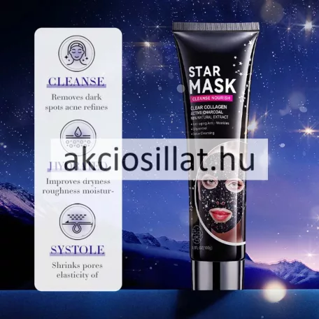 Sadoer Star Mask Clear Collagen Active Charcoal Kollagénes Faszenes Arcmaszk 100g