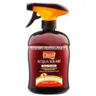 A Delice Solaire színmegőrző napozó spray 500ml.jpg képen a barna flakon látható narancssárga szórófejes pumpával, Acqua Solare Abbronzante feliratú címkével és kókuszdió grafikával.