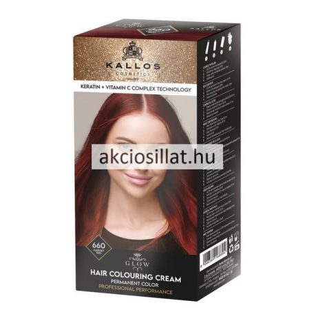 Kallos Glow tartós krémhajfesték 660 gránát vörös 60ml