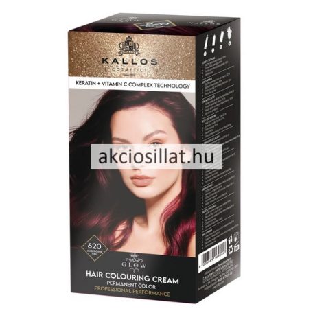 Kallos Glow tartós krémhajfesték 620 padlizsán vörös 60ml