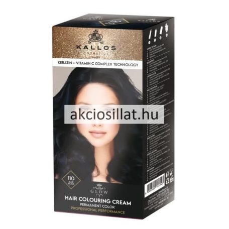 Kallos Glow tartós krémhajfesték 110 kékes fekete 40ml