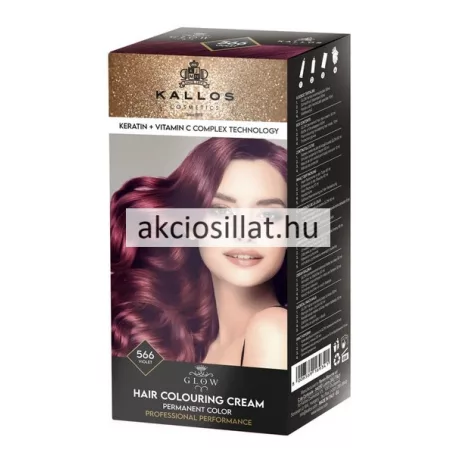 Kallos Glow tartós krémhajfesték 566 Ibolya Vörös 60ml