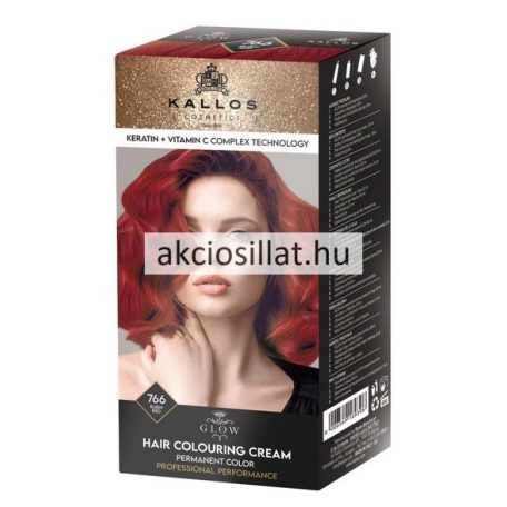 Kallos Glow tartós krémhajfesték 766 rubin vörös 60ml