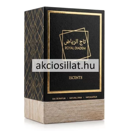 Iscents Royal Diadem EDP 100ml unisex parfüm és fekete-bronz díszdoboz kristálytiszta üvegben