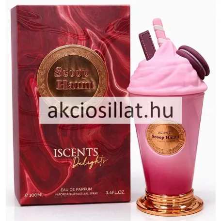 Iscents Delights Scoop Haunt 100ml EDP pink milkshake formájú üvegben édes illatjegyekkel.
