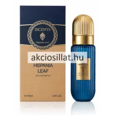 Iscents Hispania Leaf EDP 100ml férfi parfüm kék bordázott üvegben arany kupakkal és díszdobozban