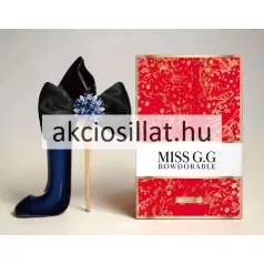 Iscents Miss G.G Bowdorable EDP 85ml női parfüm sötétkék tűsarkú üvegben fekete masnival és díszdobozban