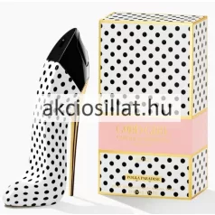 Carolina Herrera Good Girl Blush Polka Paradise 80ml-es női gyűjtői parfüm fekete-fehér pöttyös tűsarkú üvege arany sarokkal és pöttyös-rózsaszín díszdoboza.