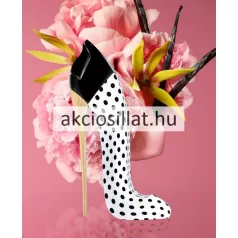 Carolina Herrera Good Girl Blush Polka Paradise 80ml-es női gyűjtői parfüm fekete-fehér pöttyös tűsarkú üvege arany sarokkal és pöttyös-rózsaszín díszdoboza.