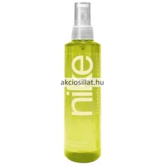 A Nike #Yummy Musk testpermet 200ml.jpg fotón a női testpermet látható: egy magas, hengeres alakú, élénk sárgászöld színű áttetsző flakon átlátszó szórófejjel és kupakkal, az elülső oldalán függőlegesen futó nagyméretű, halványsárga színű nike felirattal és a kisebb #Yummy Musk WOMAN megjelöléssel.