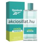 Reebok Cool Your Body for women 100ml Eau de Toilette átlátszó üvegben, kék felirattal.