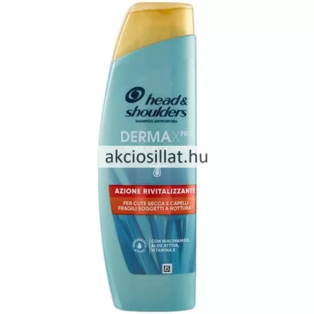 Head & Shoulders Derma X Pro Revitalizáló sampon 250ml-es kék flakonja hidratáló összetevőkkel.