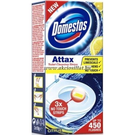 Domestos-Attax-Lemon-Fresh-ontapados-WC-tisztoto-csik-3x10g
