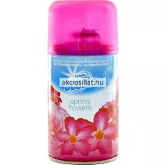 At Home Scents Spring Flowers 250ml-es automata légfrissítő utántöltő spray pink virágmintás fémdobozban, áttetsző pink kupakkal.