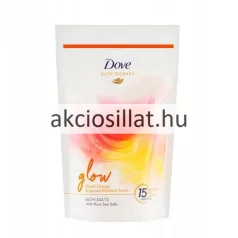 Dove Glow Blood Orange & Spiced Rhubarb fürdősó 400g tiszta tengeri sóval és narancssárga virág motívummal