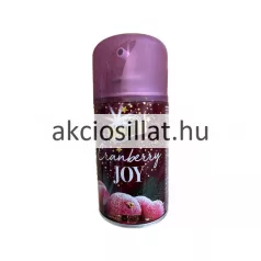 At Home Scents Cranberry Joy Limited Edition 250ml-es automata légfrissítő utántöltő spray bordó, áfonyás mintájú fémdobozban, áttetsző lila kupakkal.