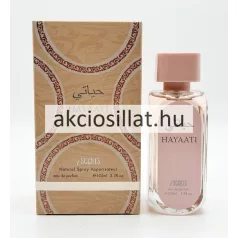 iScents Hayaati EDP 100ml női parfüm és Lattafa Hayaati Florence utánzat púderrózsaszín kupakkal és díszdobozzal