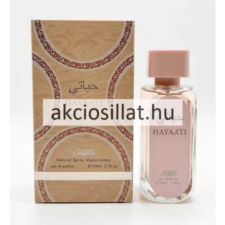 iScents Hayaati EDP 100ml női parfüm és Lattafa Hayaati Florence utánzat púderrózsaszín kupakkal és díszdobozzal